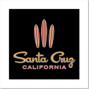 Surf City Santa Cruz California Logo Pack Sticker 3 Surfboards Fan Dark Posters and Art